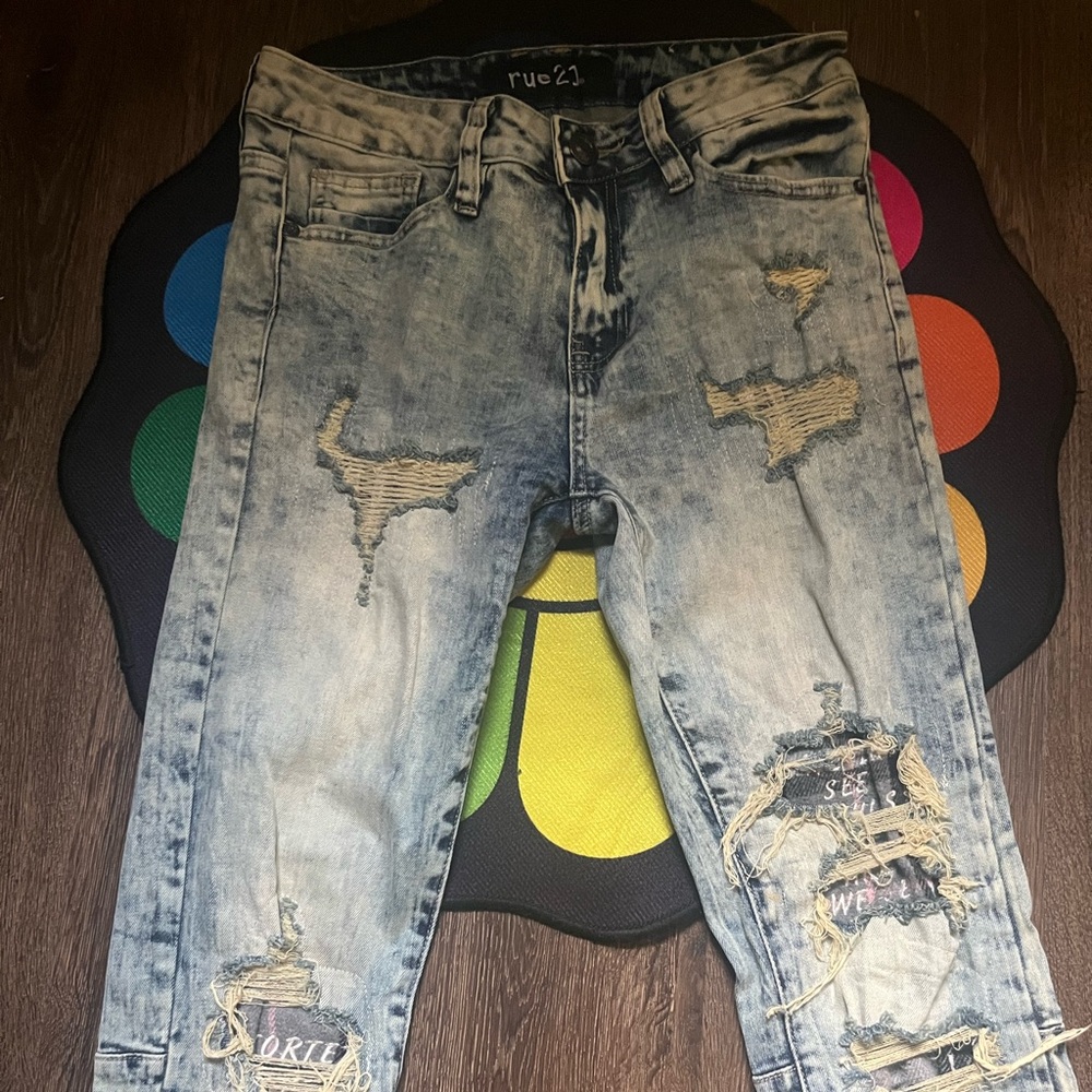 Rue21 Faded Blue Ripped Jeans